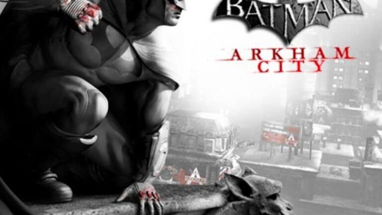 Capture d'ecran d'un menu de jeu video recree en reel sur smartphone avec interface style Batman Arkham