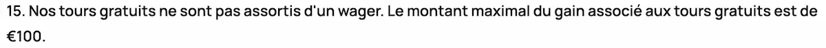limite de retrait free spins