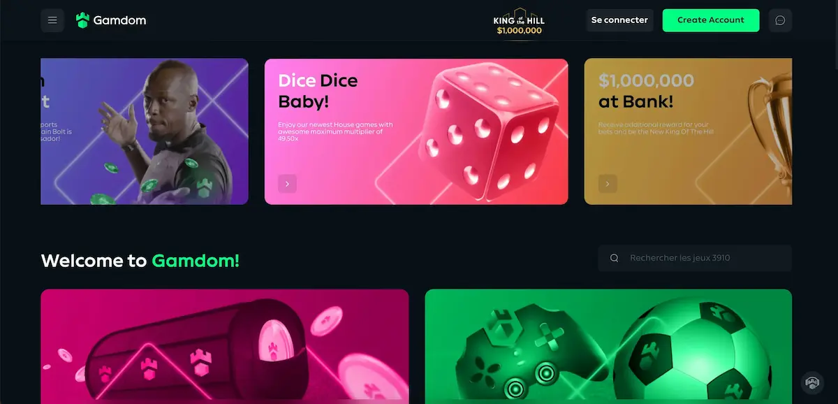Gamdom casino dépôt minimum 5 euros