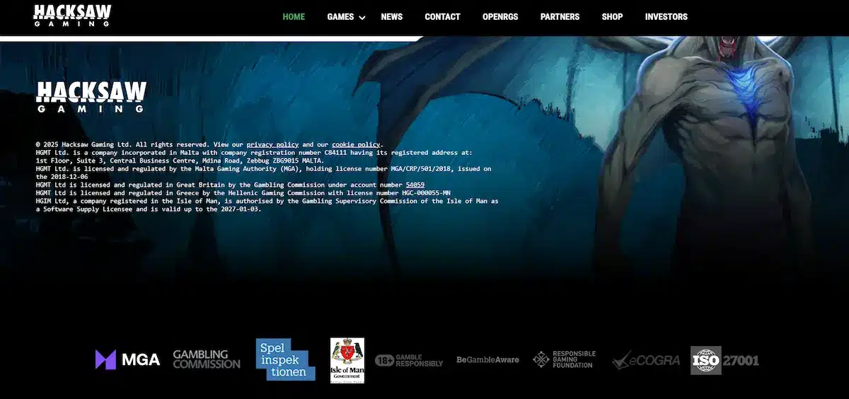 Licences Hacksaw Gaming Provider