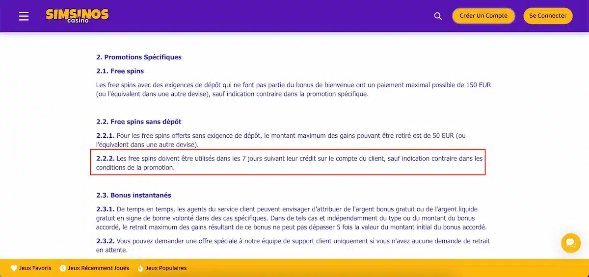 délai free spins