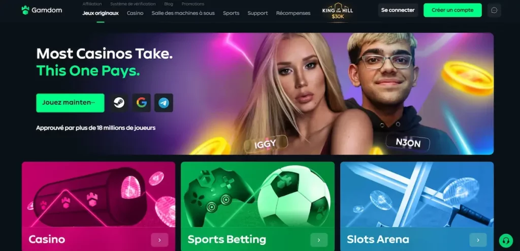 Gamdom meilleur rtp casino en ligne