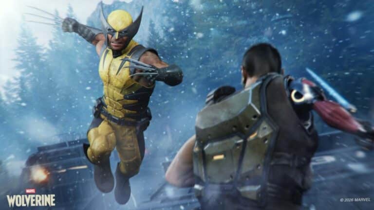 Logo Marvel's Wolverine d'Insomniac Games avec boitier PS5 physique incluant un disque Blu-ray