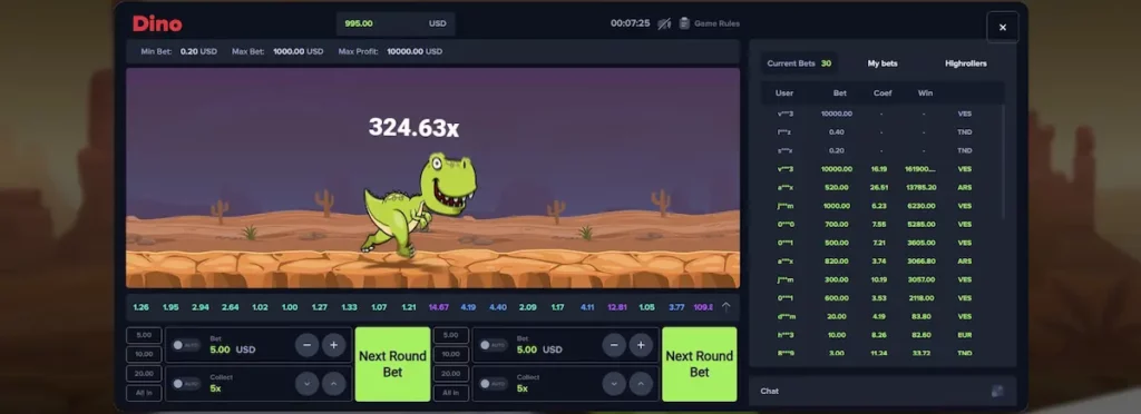 interface du jeu du dino sur mystake