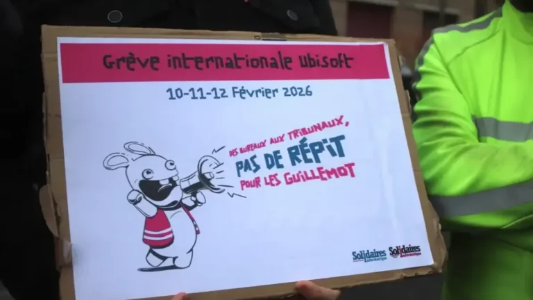 Manifestation des employes d'Ubisoft Barcelone protestant contre les licenciements de juin 2026