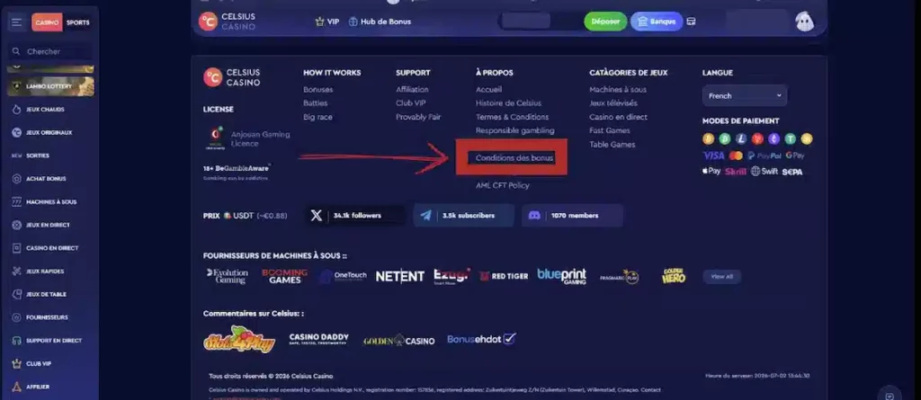 Conditions bonus casino délai de validité