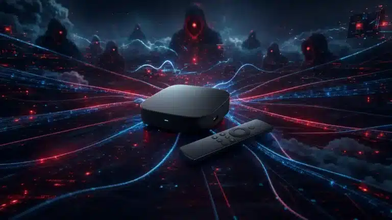 Illustration d'un boitier Android TV compromis utilise dans le reseau criminel NetNut demantele par le FBI