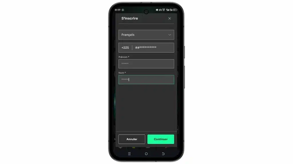 Informations personnelles inscription sur Bet360