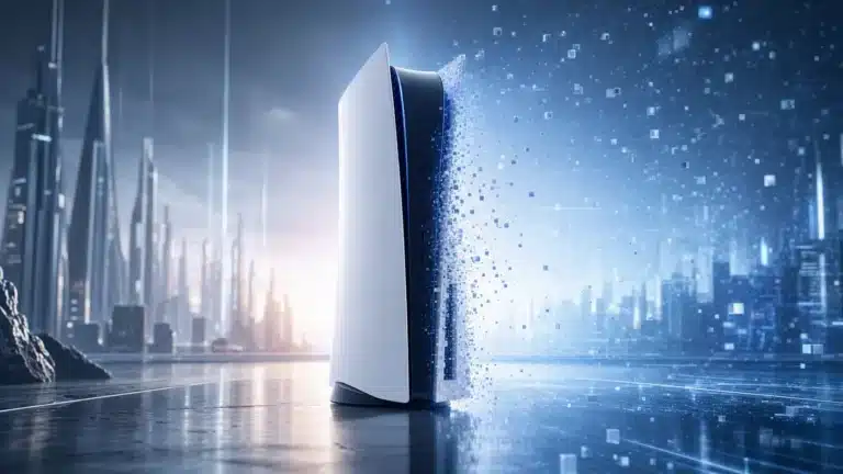 Logo PlayStation avec disques physiques barres symbolisant l'abandon du format en 2028
