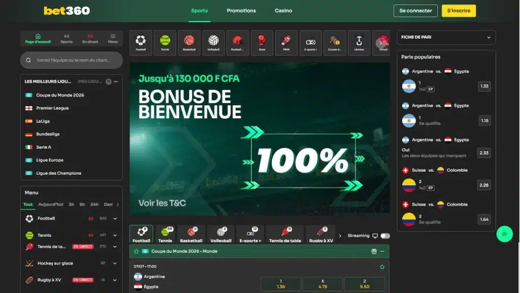 Casino en ligne et bookmaker marché ivoirien Bet360