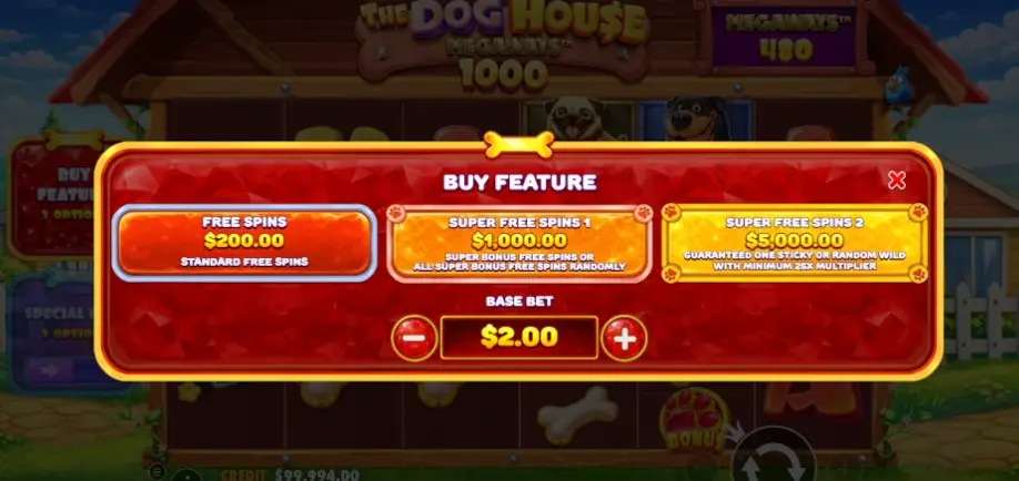 Achat bonus machine à sous Pragmatic Play The Dog House Megaways 1000