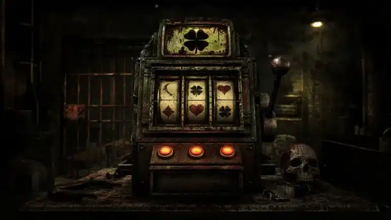 Capture d'ecran de CloverPit montrant la machine a sous horrifique sur Nintendo Switch 2