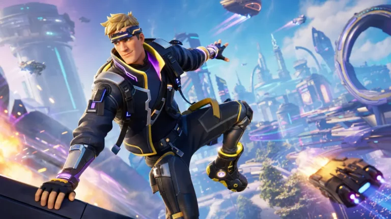 Visuel promotionnel du Battle Pass Fortnite Chapitre 7 Saison 4 Override avec collaborations gaming
