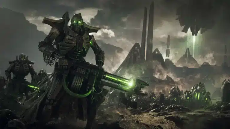 Armee de Necrons avec Guerriers et Triarch Stalkers dans Warhammer 40,000 Dawn of War IV