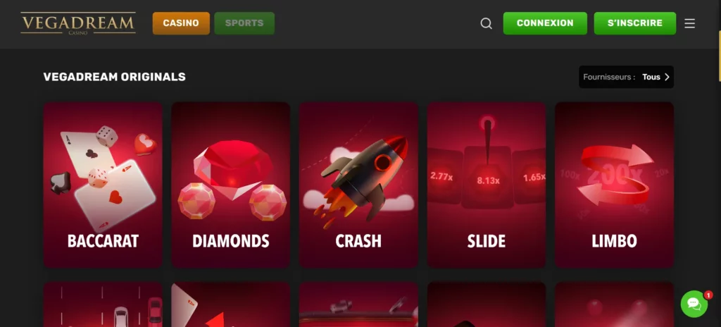 Jeux originaux Vegadream Casino crash games