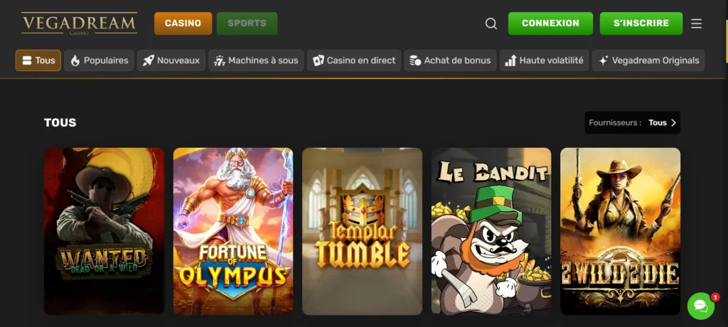 Machines à sous populaires rtp élevés Vegadream Casino