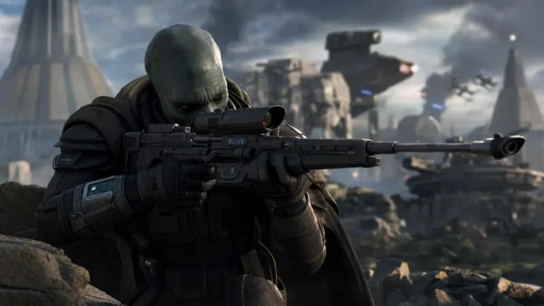 Luco Bronc, sniper Umbaran en position de tir dans Star Wars Zero Company sur PS5